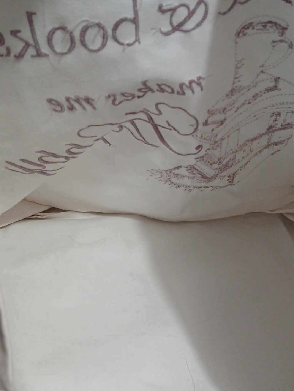 New! Coffee & Books Canvas Tote Bag in Light Pink NWT - Picture 9 of 10